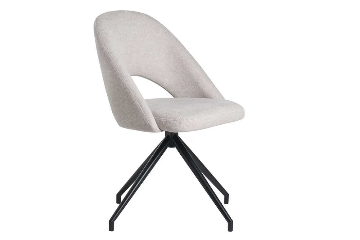 Miliboo Chaise Design-Chaise pivotante 360° en tissu effet velours texturé beige et métal noir COSETTE