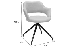 Miliboo Chaise Design-Chaise pivotante 360° en tissu effet velours texturé beige et métal noir JESSY