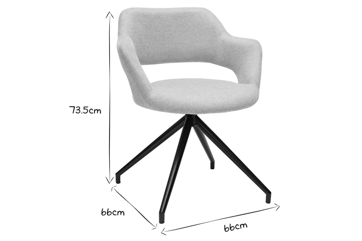 Miliboo Chaise Design-Chaise pivotante 360° en tissu effet velours texturé beige et métal noir JESSY