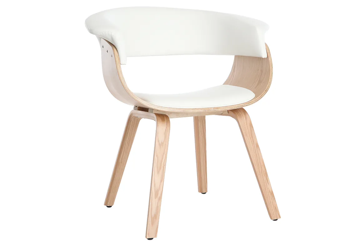 Miliboo Fauteuil Design|Voir Tous Les Fauteuils-Chaise scandinave blanc et bois clair OKTAV