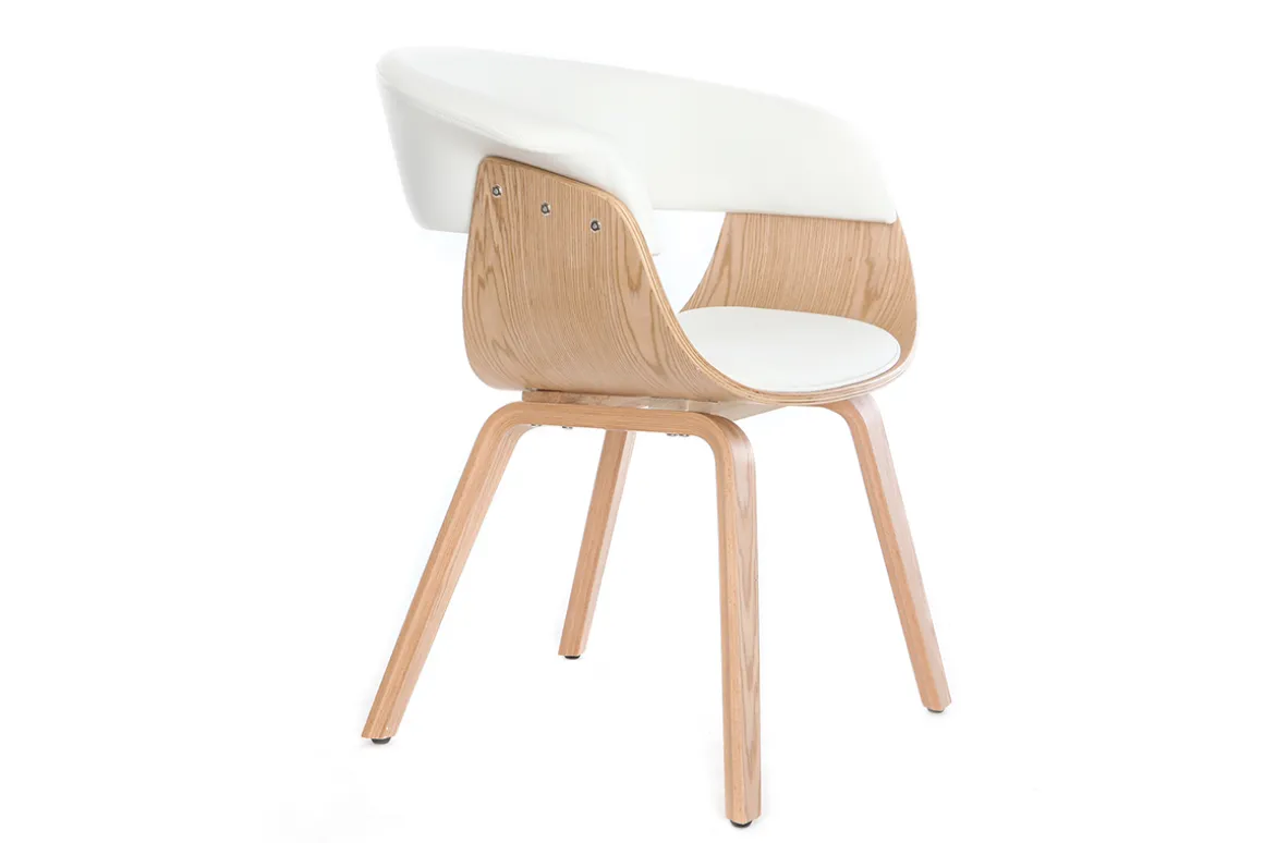 Miliboo Fauteuil Design|Voir Tous Les Fauteuils-Chaise scandinave blanc et bois clair OKTAV