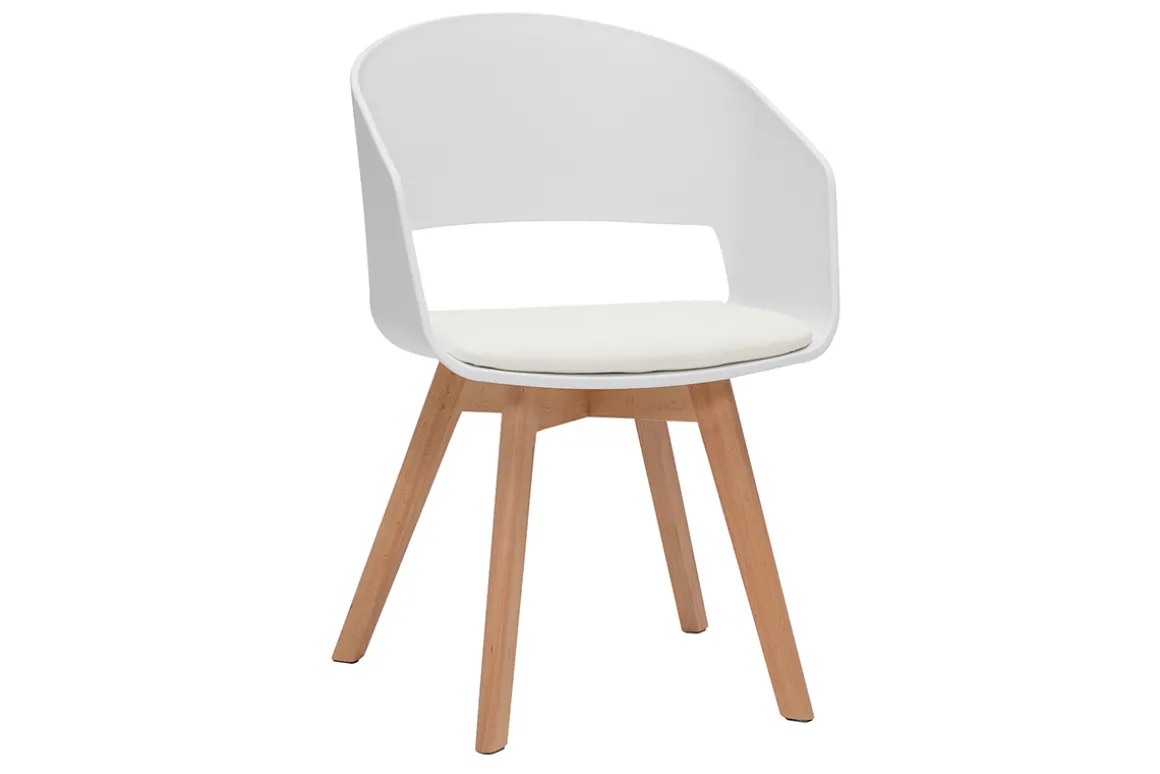 Miliboo Chaise Design-Chaise scandinave blanche et bois clair massif PRISMA