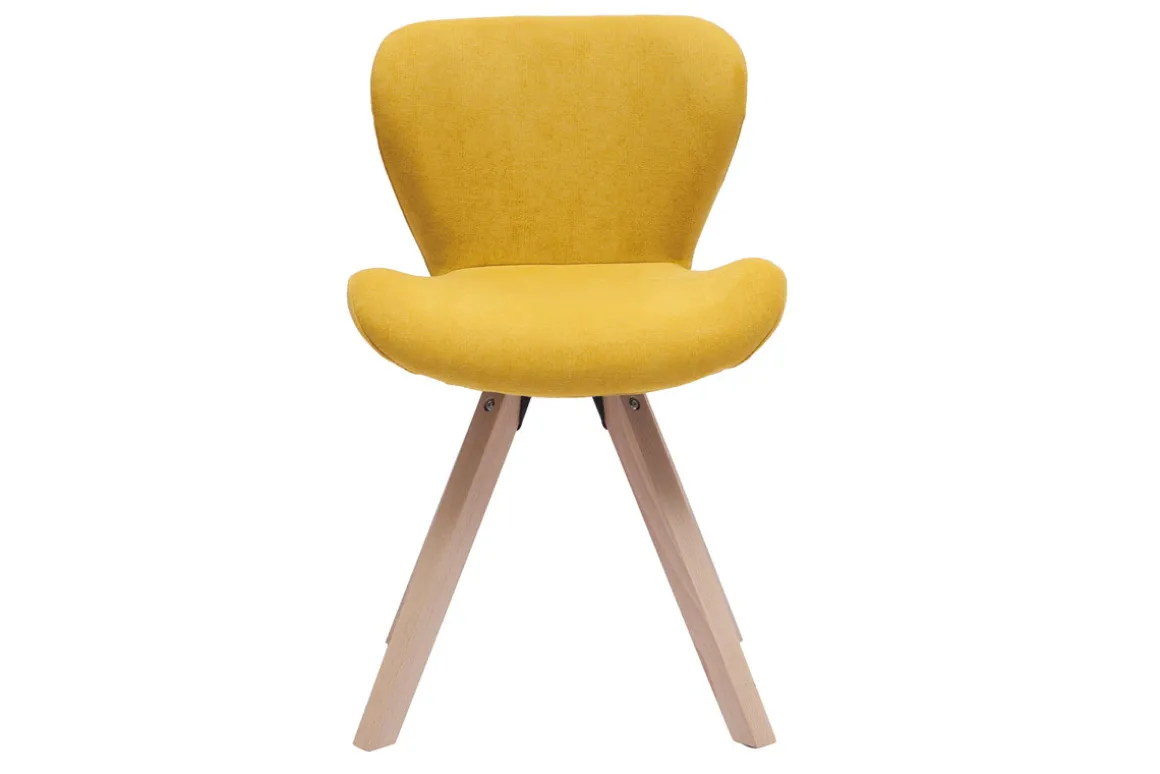 Miliboo Chaise Design-Chaise scandinave en tissu effet velours jaune moutarde et bois clair ANYA