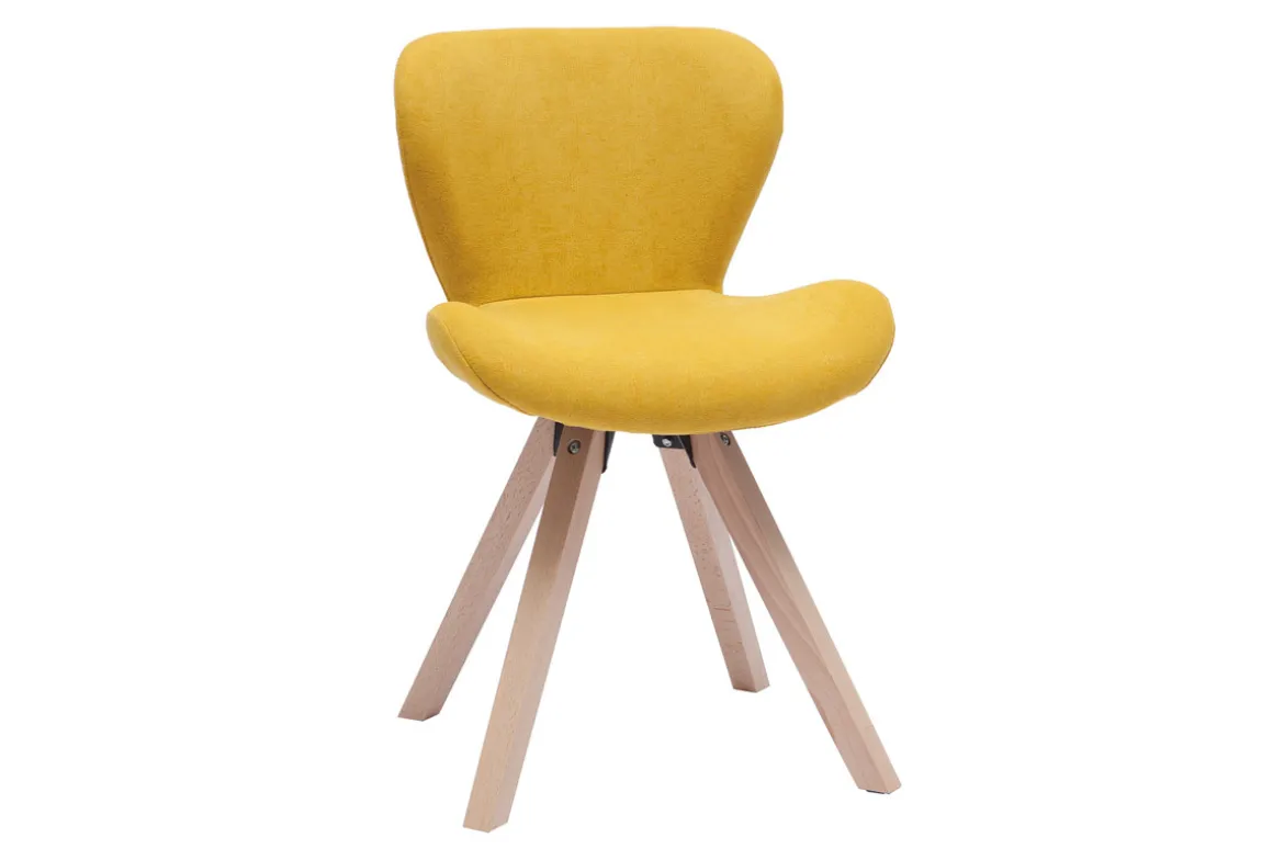 Miliboo Chaise Design-Chaise scandinave en tissu effet velours jaune moutarde et bois clair ANYA