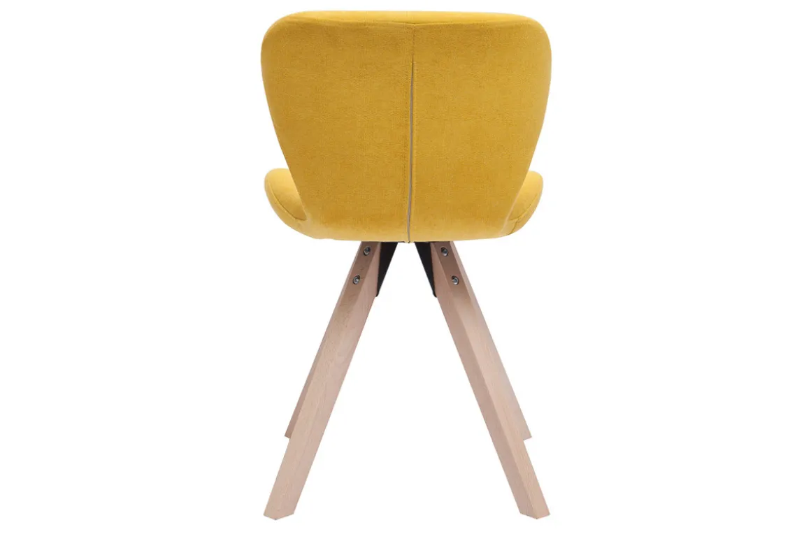 Miliboo Chaise Design-Chaise scandinave en tissu effet velours jaune moutarde et bois clair ANYA