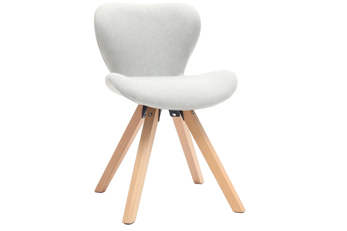 Miliboo Chaise Design-Chaise scandinave en tissu gris clair et bois clair ANYA