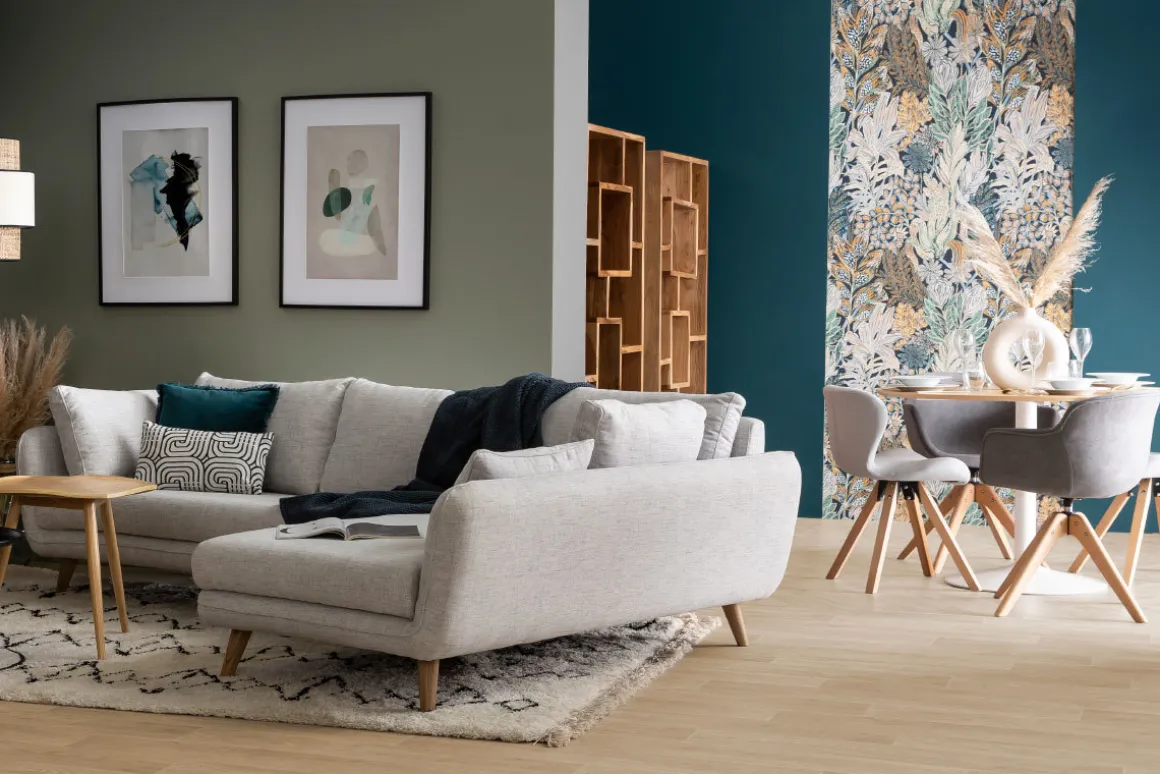 Miliboo Chaise Design-Chaise scandinave en tissu gris clair et bois clair ANYA