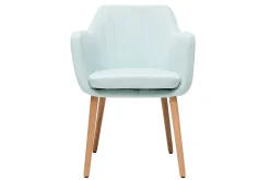 Miliboo Fauteuil Design|Voir Tous Les Fauteuils-Chaise scandinave en tissu menthe à l'eau et bois clair massif ALEYNA