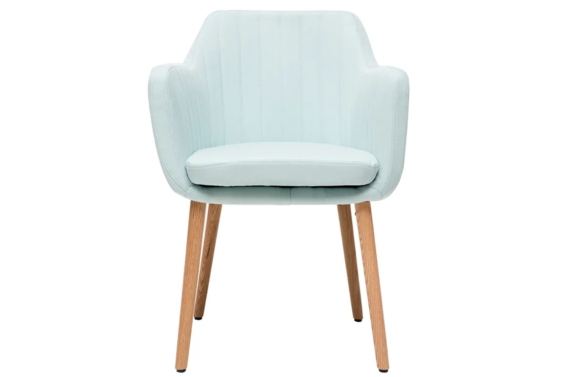 Miliboo Fauteuil Design|Voir Tous Les Fauteuils-Chaise scandinave en tissu menthe à l'eau et bois clair massif ALEYNA