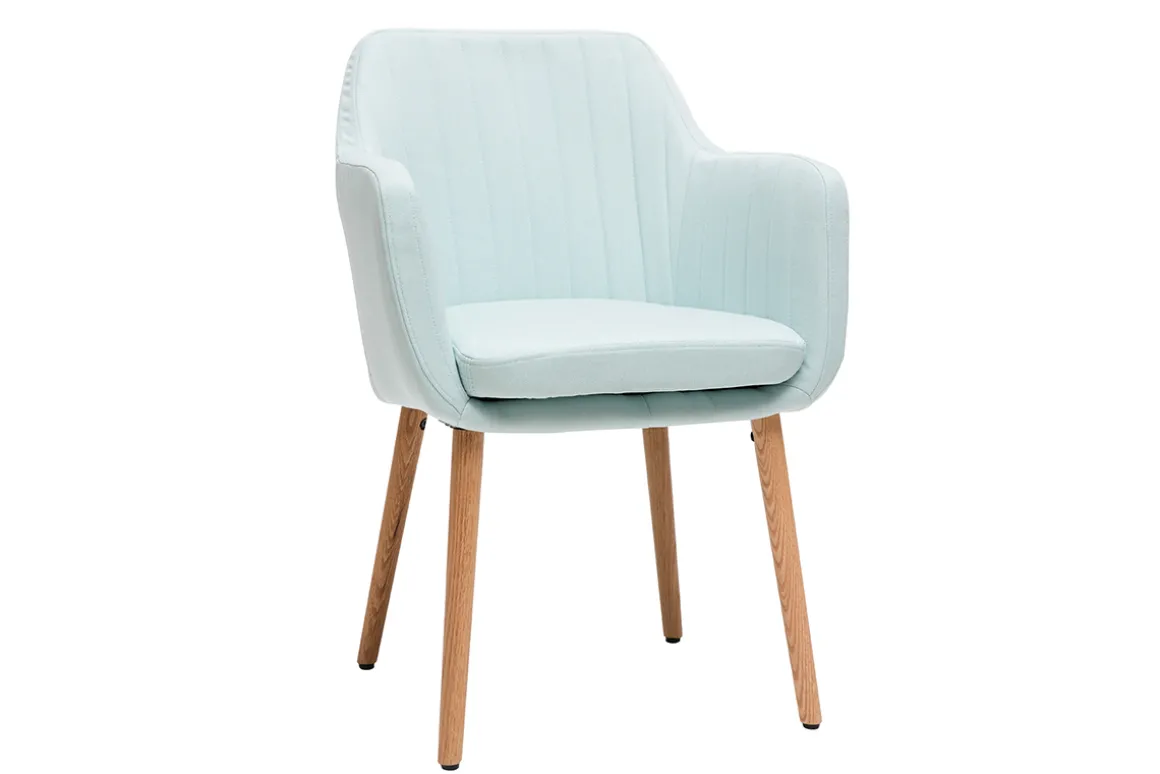 Miliboo Fauteuil Design|Voir Tous Les Fauteuils-Chaise scandinave en tissu menthe à l'eau et bois clair massif ALEYNA