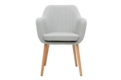 Miliboo Fauteuil Design|Voir Tous Les Fauteuils-Chaise scandinave en tissu gris clair et bois clair ALEYNA