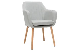 Miliboo Fauteuil Design|Voir Tous Les Fauteuils-Chaise scandinave en tissu gris clair et bois clair ALEYNA