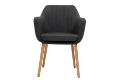Miliboo Fauteuil Design|Voir Tous Les Fauteuils-Chaise scandinave en tissu gris anthracite et bois clair ALEYNA
