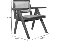 Miliboo Chaise Design|Chaise En Bois-Chaise vintage en bois teck massif et cannage rotin JANNIE