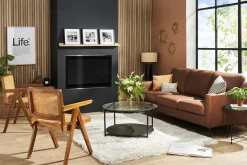 Miliboo Chaise Design|Chaise En Bois-Chaise vintage en bois teck massif et cannage rotin JANNIE