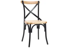 Miliboo Chaise Design|Chaise En Bois-Chaises bistrot bois clair massif et métal noir (lot de 2) JAKE
