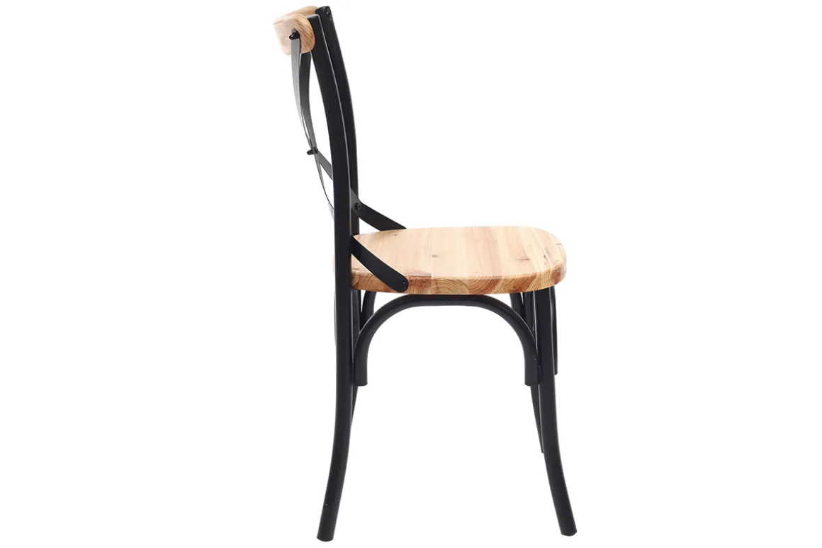Miliboo Chaise Design|Chaise En Bois-Chaises bistrot bois clair massif et métal noir (lot de 2) JAKE