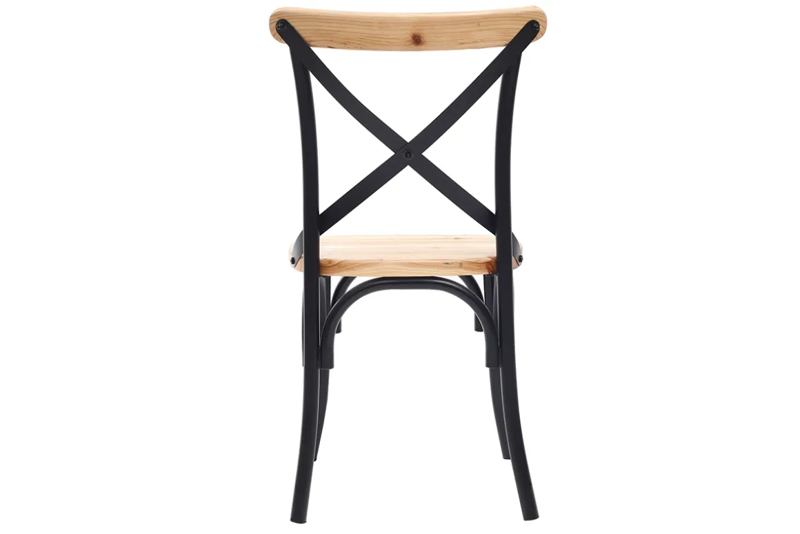Miliboo Chaise Design|Chaise En Bois-Chaises bistrot bois clair massif et métal noir (lot de 2) JAKE