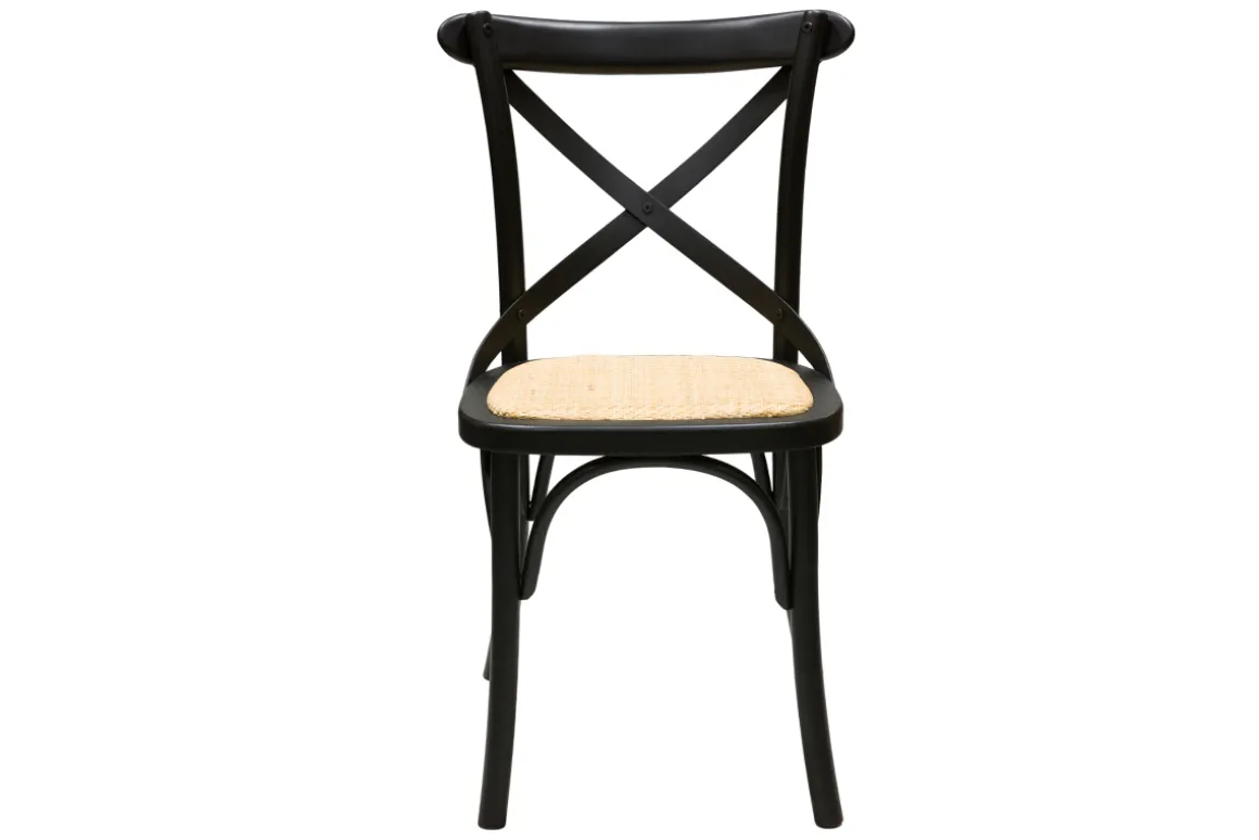 Miliboo Chaise Design|Chaise En Bois-Chaises bistrot en bois noir et cannage en rotin (lot de 2) MARCEL