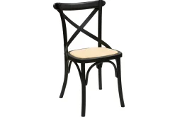 Miliboo Chaise Design|Chaise En Bois-Chaises bistrot en bois noir et cannage en rotin (lot de 2) MARCEL