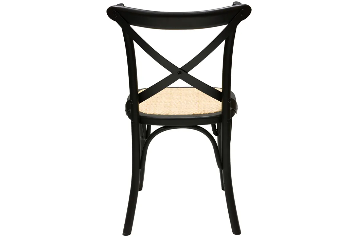 Miliboo Chaise Design|Chaise En Bois-Chaises bistrot en bois noir et cannage en rotin (lot de 2) MARCEL