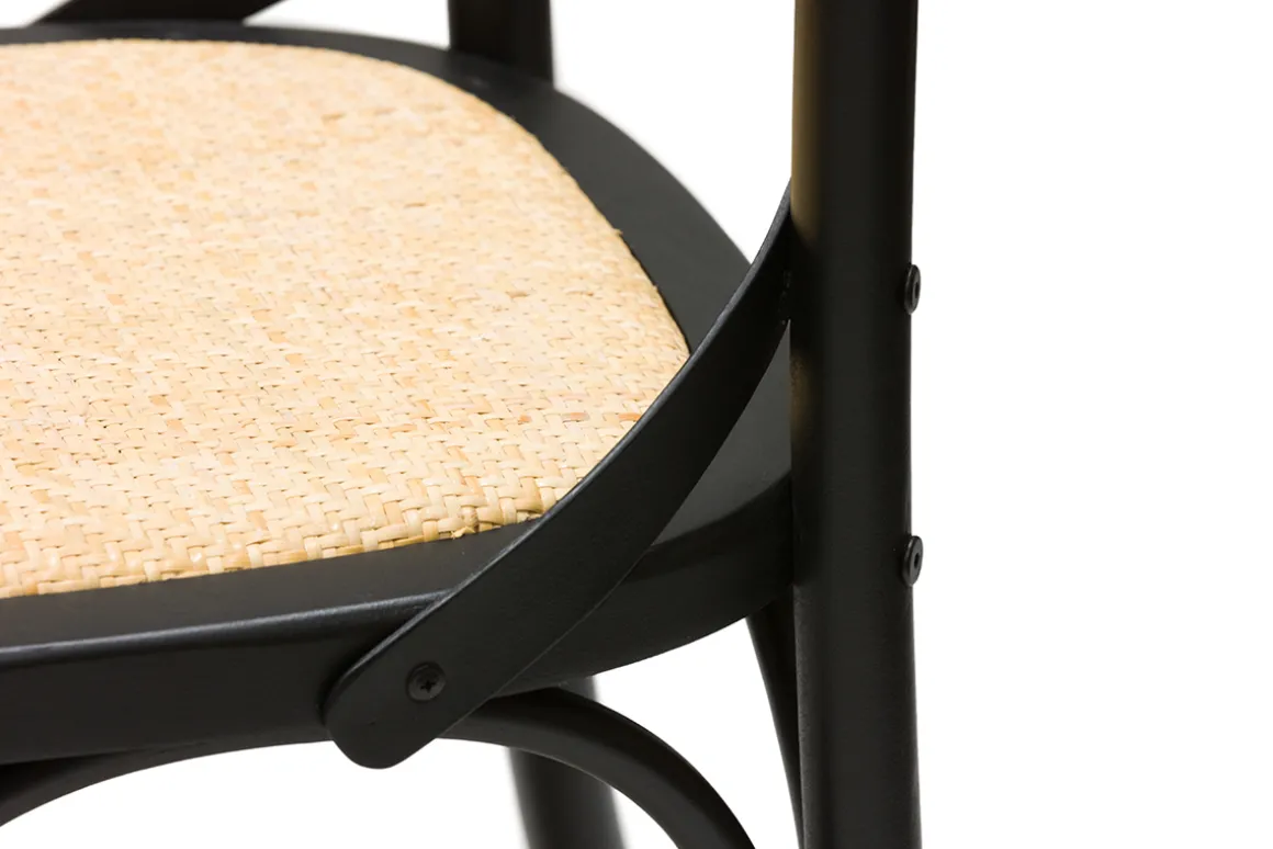 Miliboo Chaise Design|Chaise En Bois-Chaises bistrot en bois noir et cannage en rotin (lot de 2) MARCEL