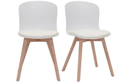 Miliboo Chaise Design-Chaises blanches et bois clair massif (lot de 2) ARISTA