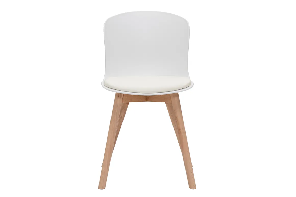 Miliboo Chaise Design-Chaises blanches et bois clair massif (lot de 2) ARISTA