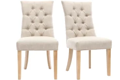 Miliboo Chaise Design-Chaises classiques en tissu lin naturel et bois clair massif (lot de 2) VOLTAIRE