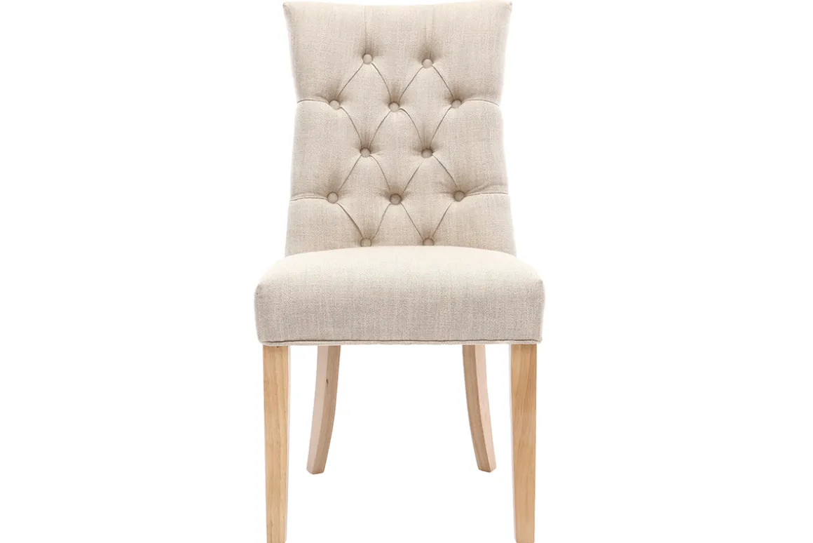 Miliboo Chaise Design-Chaises classiques en tissu lin naturel et bois clair massif (lot de 2) VOLTAIRE