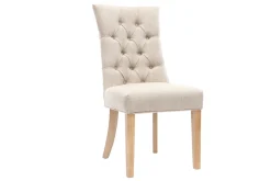 Miliboo Chaise Design-Chaises classiques en tissu lin naturel et bois clair massif (lot de 2) VOLTAIRE