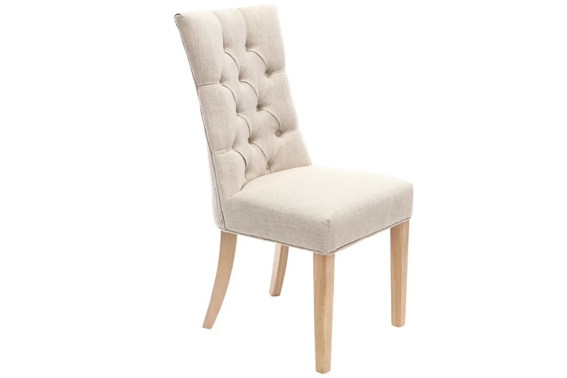 Miliboo Chaise Design-Chaises classiques en tissu lin naturel et bois clair massif (lot de 2) VOLTAIRE