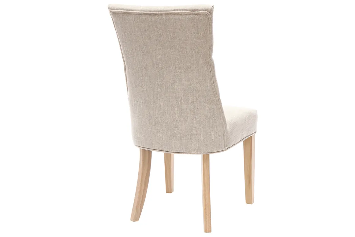 Miliboo Chaise Design-Chaises classiques en tissu lin naturel et bois clair massif (lot de 2) VOLTAIRE