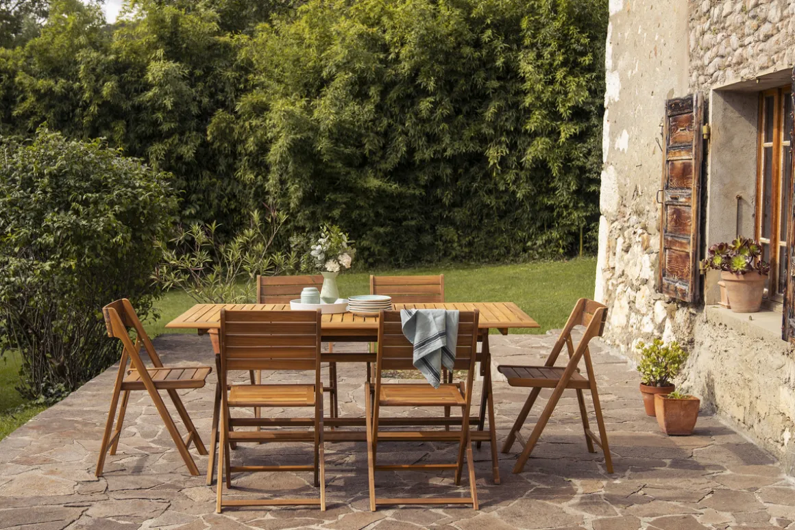 Miliboo Chaise De Jardin-Chaises de jardin pliantes en bois massif (lot de 2) DIEGO