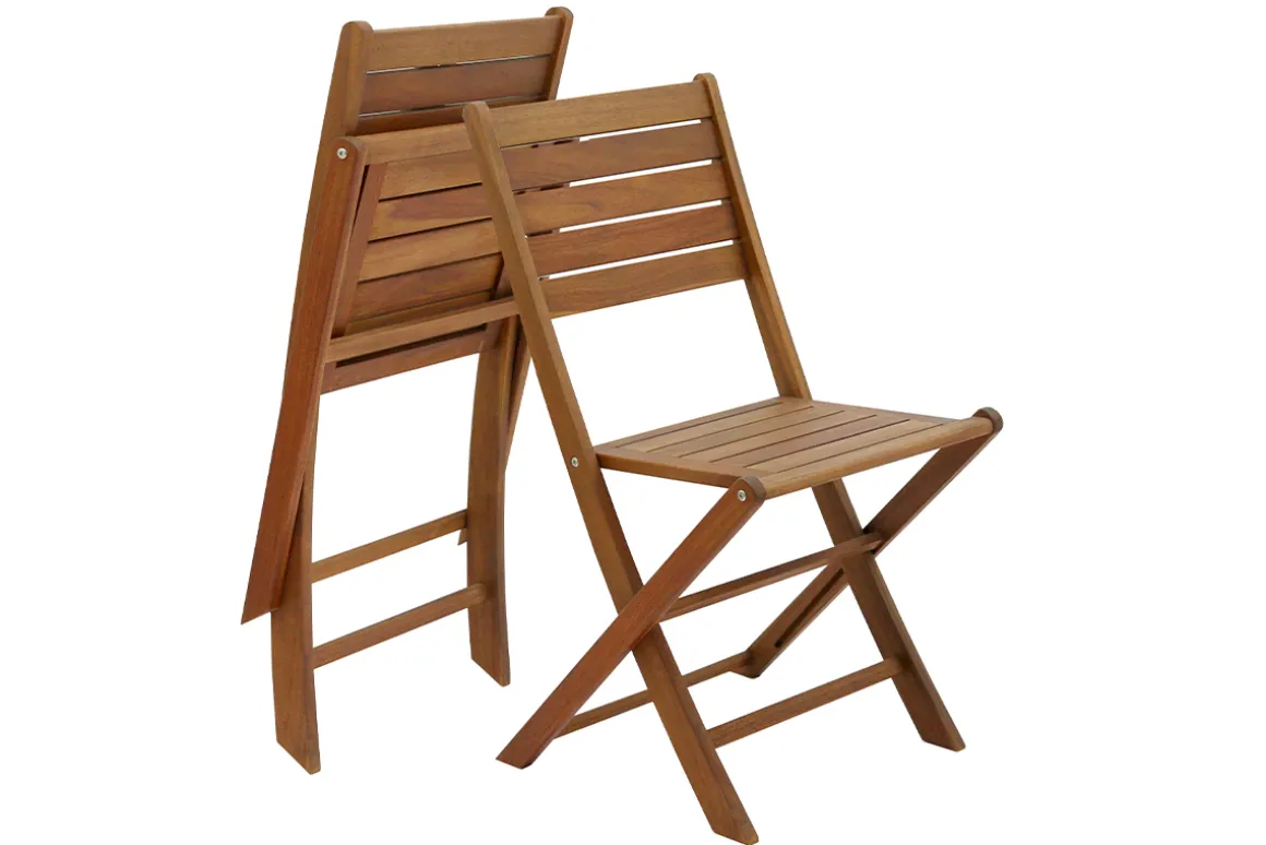 Miliboo Chaise De Jardin-Chaises de jardin pliantes en bois massif (lot de 2) CANOPEE