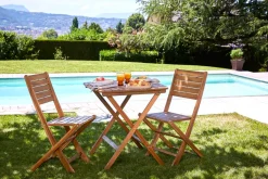 Miliboo Chaise De Jardin-Chaises de jardin pliantes en bois massif (lot de 2) CANOPEE