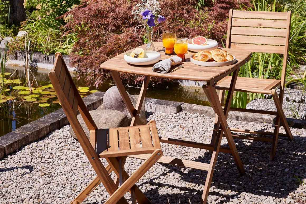 Miliboo Chaise De Jardin-Chaises de jardin pliantes en bois massif (lot de 2) CANOPEE