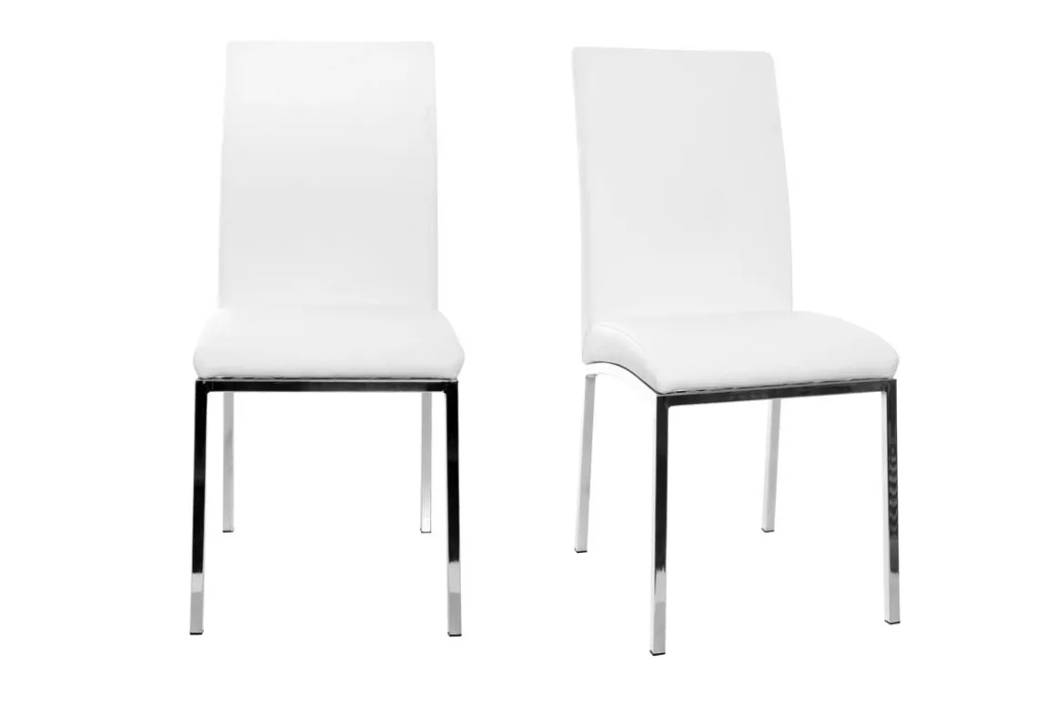 Miliboo Chaise Design-Chaises design blanc et acier chromé (lot de 2) SIMEA