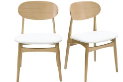 Miliboo Chaise Design-Chaises design blanc et bois clair chêne massif (lot de 2) VICKY