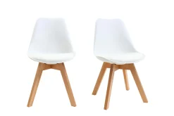 Miliboo Chaise Design-Chaises design blanc et bois clair massif (lot de 2) PAULINE