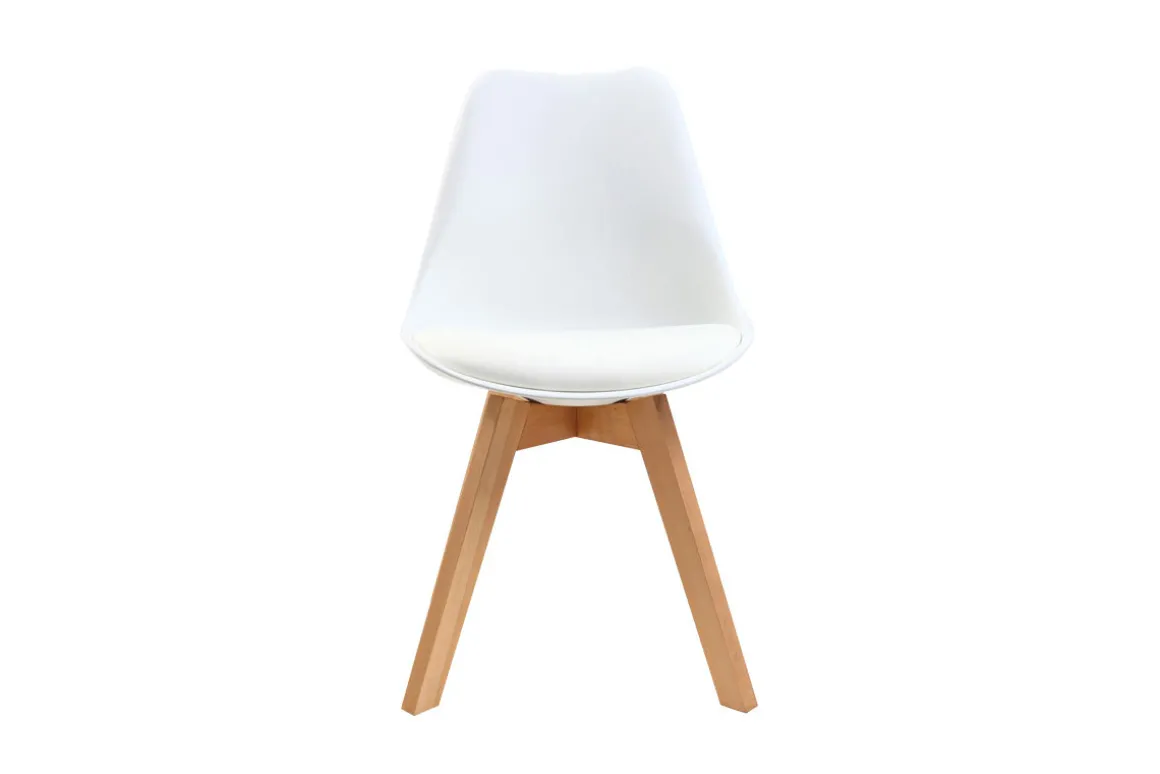Miliboo Chaise Design-Chaises design blanc et bois clair massif (lot de 2) PAULINE