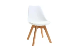 Miliboo Chaise Design-Chaises design blanc et bois clair massif (lot de 2) PAULINE