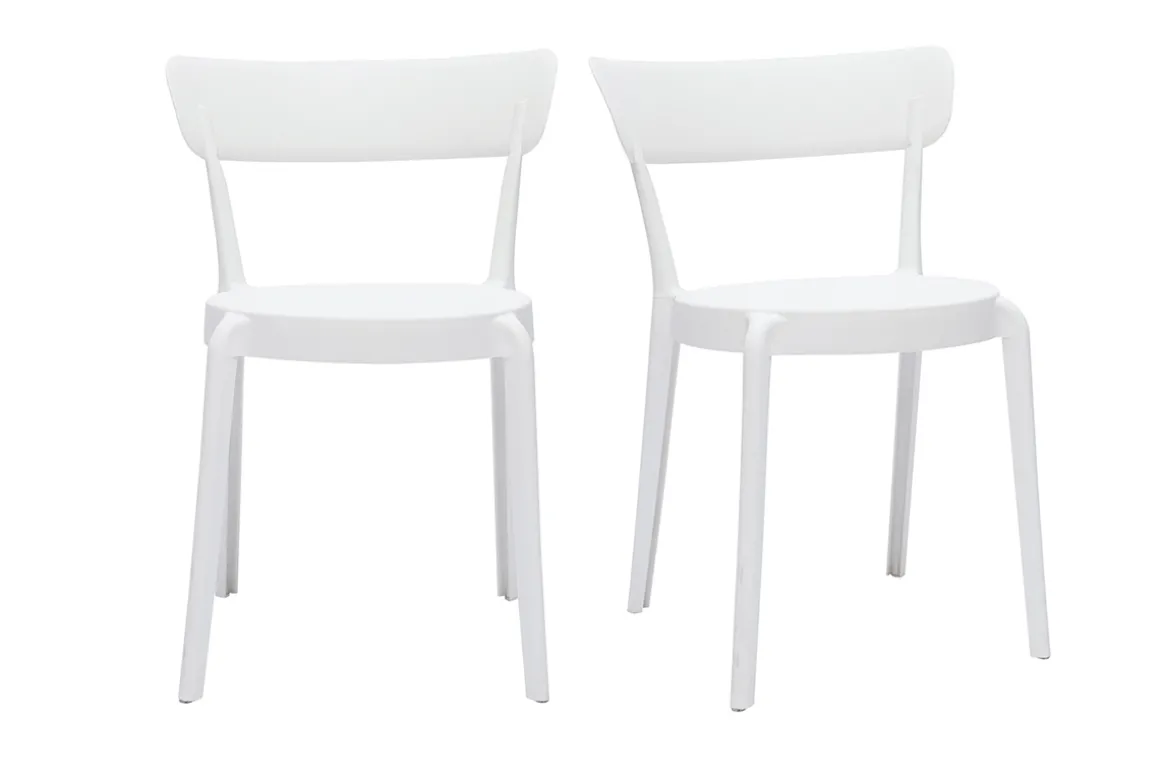 Miliboo Chaise De Jardin-Chaises design blanches empilables intérieur - extérieur (lot de 2) RIOS