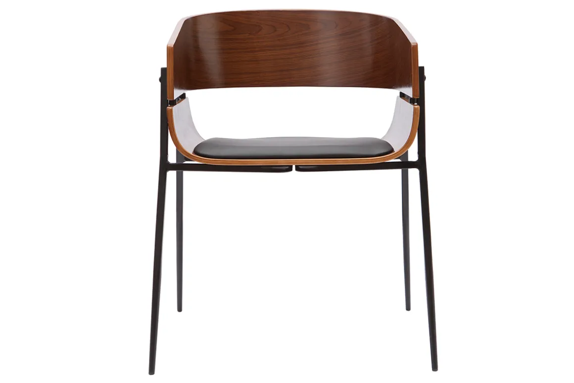Miliboo Chaise Design-Chaises design bois foncé et métal noir (lot de 2) WESS