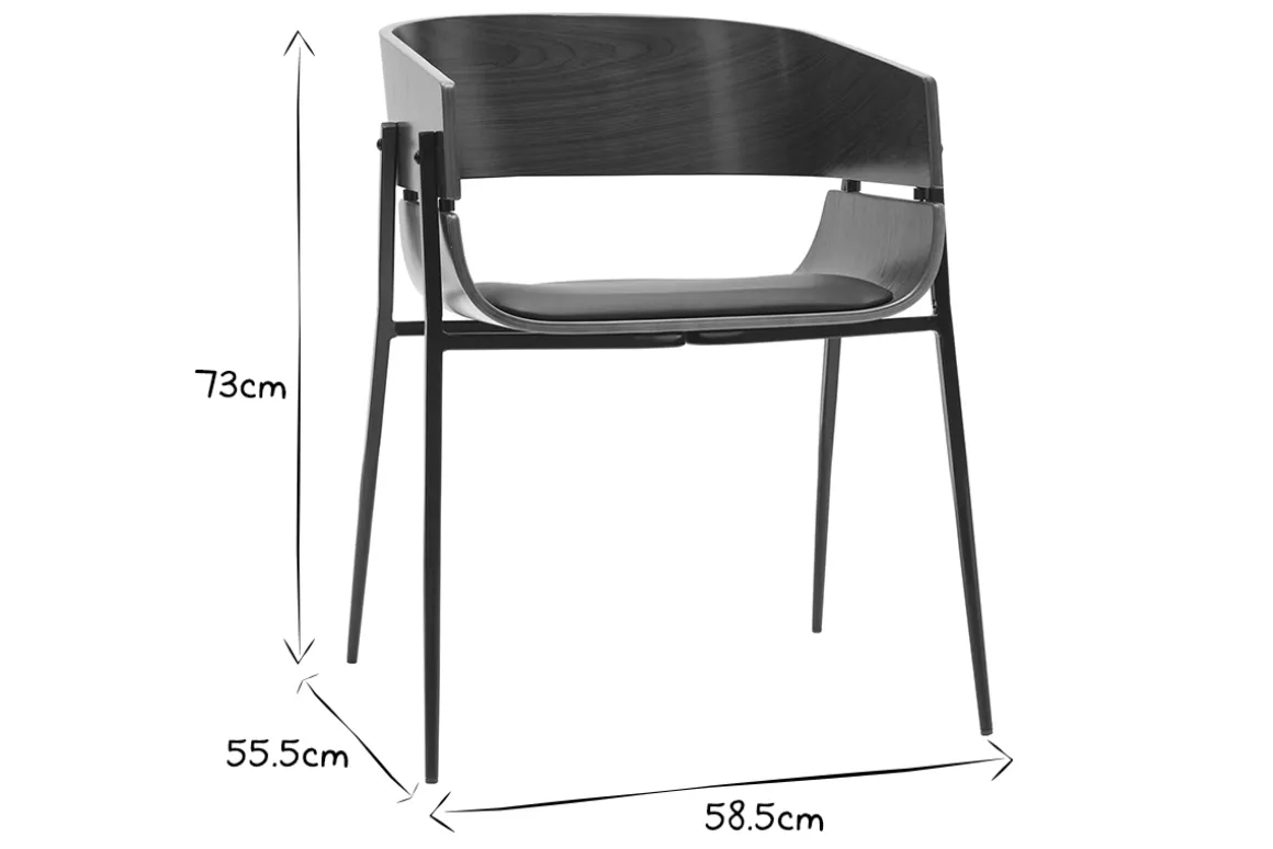 Miliboo Chaise Design-Chaises design bois foncé et métal noir (lot de 2) WESS