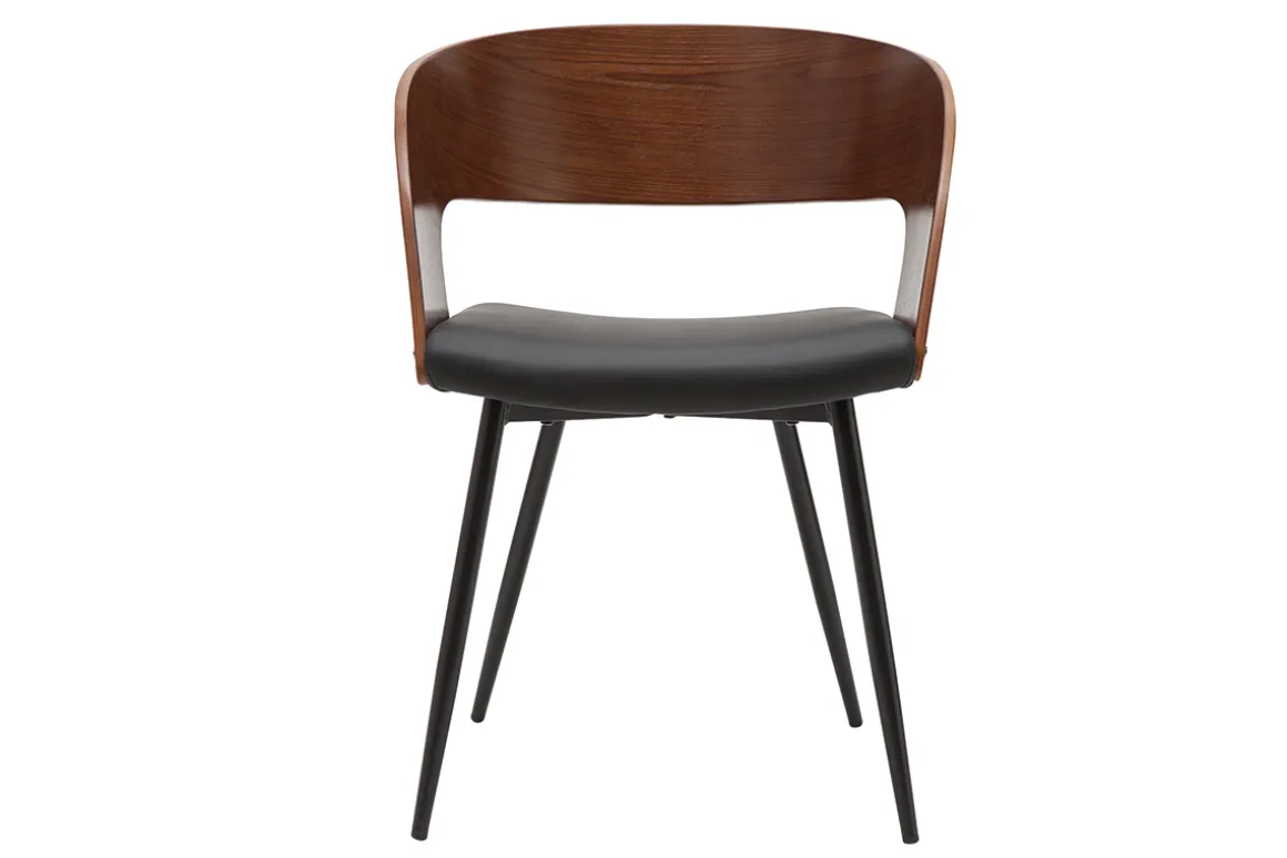 Miliboo Chaise Design|Chaise En Bois-Chaises design bois foncé noyer, assises et métal noirs (lot de 2) RIFF