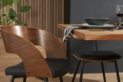 Miliboo Chaise Design|Chaise En Bois-Chaises design bois foncé noyer, assises et métal noirs (lot de 2) RIFF