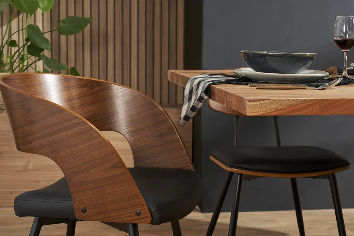 Miliboo Chaise Design|Chaise En Bois-Chaises design bois foncé noyer, assises et métal noirs (lot de 2) RIFF