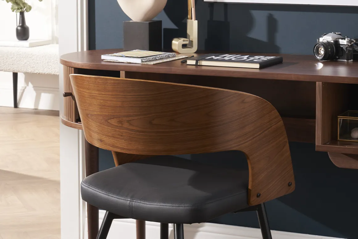 Miliboo Chaise Design|Chaise En Bois-Chaises design bois foncé noyer, assises et métal noirs (lot de 2) RIFF