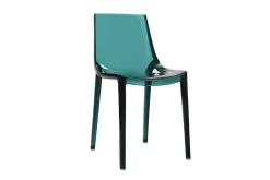 Miliboo Chaise Design|Chaise De Jardin-Chaises design empilables bleu pétrole transparent intérieur - extérieur (lot de 2) YZEL